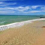 Sandsaver Beach Erosion Barrier protecting Lake Michigan Beach